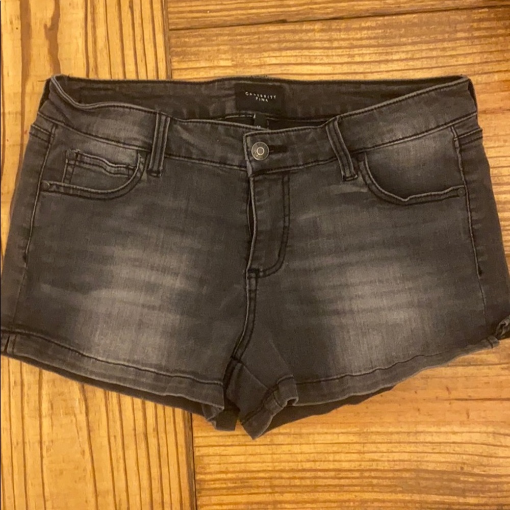 Black washed denim jean shorts